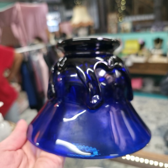 Shelton Glass Works Hand blown Art Signed Cobalt Vase Ocean Waves 1990 #61 /500 - Picture 7 of 16